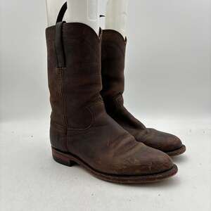 Vintage Frye Brown Leather Roper Boots Men's 7.5M Western Ranch Workwear